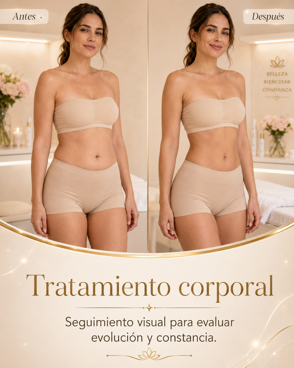 Antes y después de tratamiento corporal